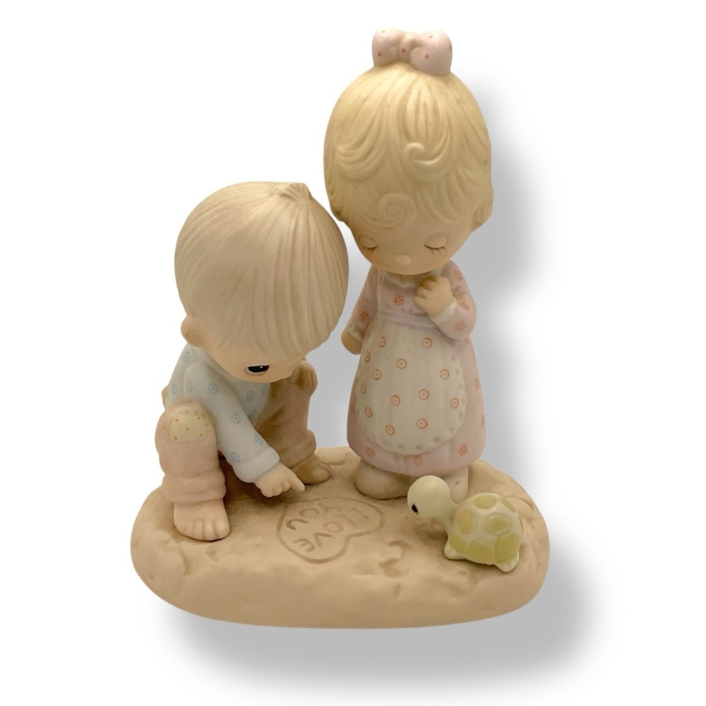 Precious Moments Figurine Thou Art Mine I Love You Beach Turtle Ceramic Vintage
